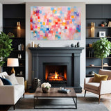 Scatter Pattern – Abstract Digital Canvas Print above a fireplace