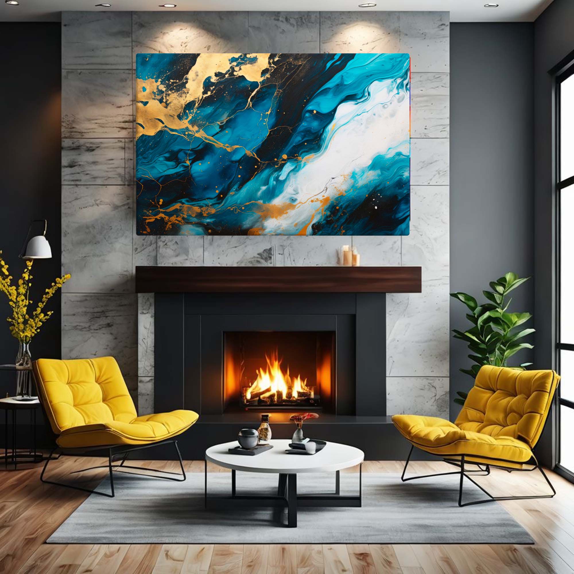 Signal Noise – Abstract Digital Canvas Print over fireplace