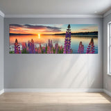 Spring Wildflowers and Alpine Lake – Canvas Print Panoramic