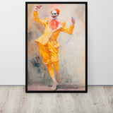  Sunshine and Laughter – Art Fusion framed canvas of an exuberant yellow clown portrait Display