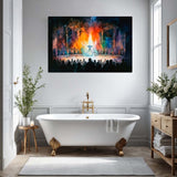 Theatre scene canvas print displayed in a bathroom or creative space
