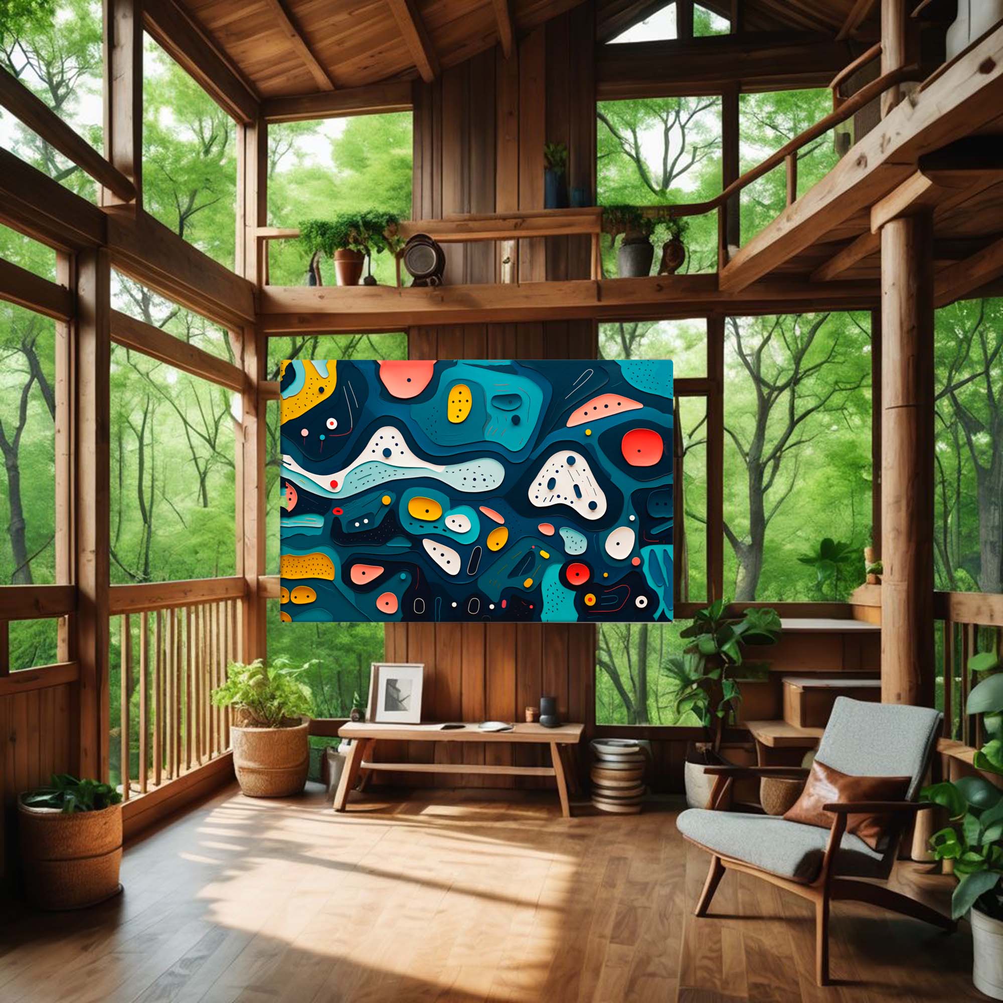 Tranquil Disarray - Abstract Canvas Print in tree house