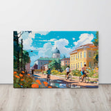 University Students on Bicycles – Art Fusion Store on displa