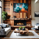 Vibrant Echoes – Abstract Canvas Art Print on wall in rustic home
