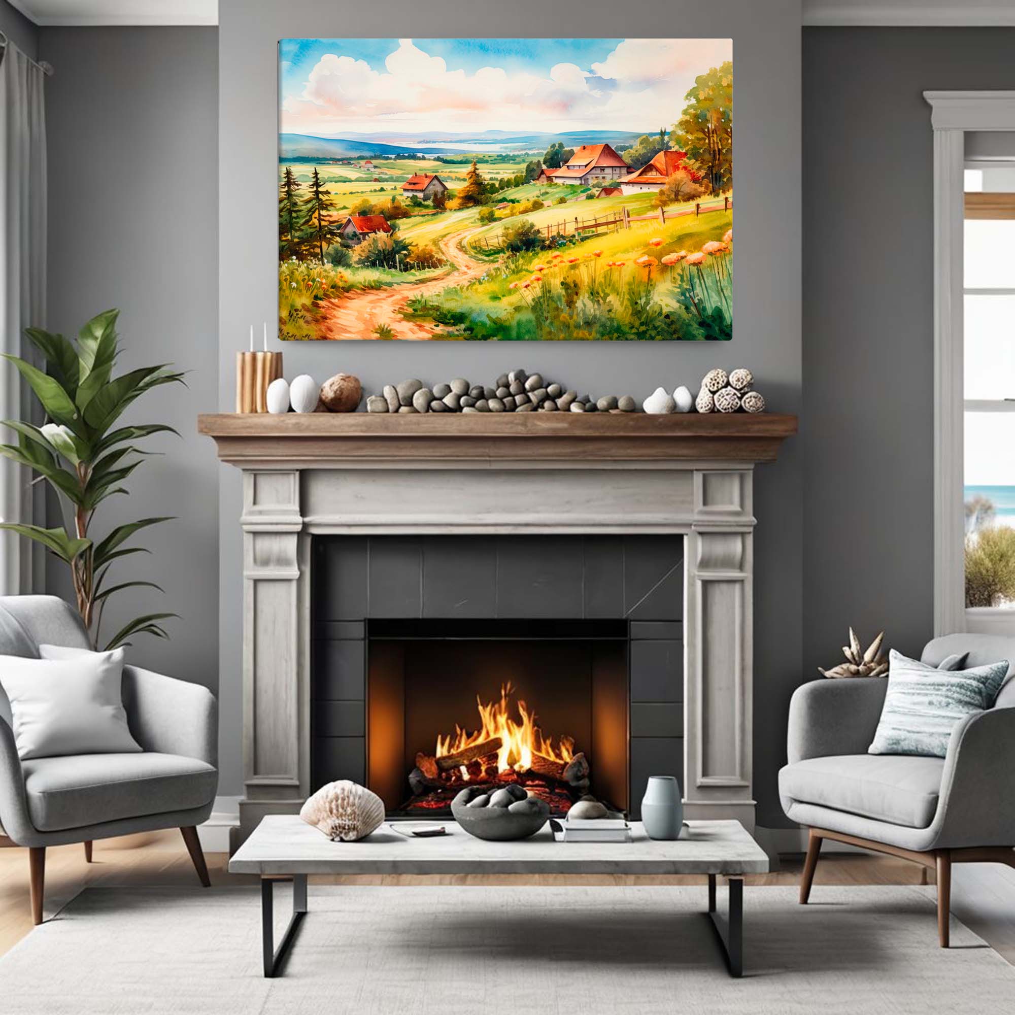 Vintage Vistas – Art Fusion canvas print of a post-war European landscape – Art Fusion Store 
