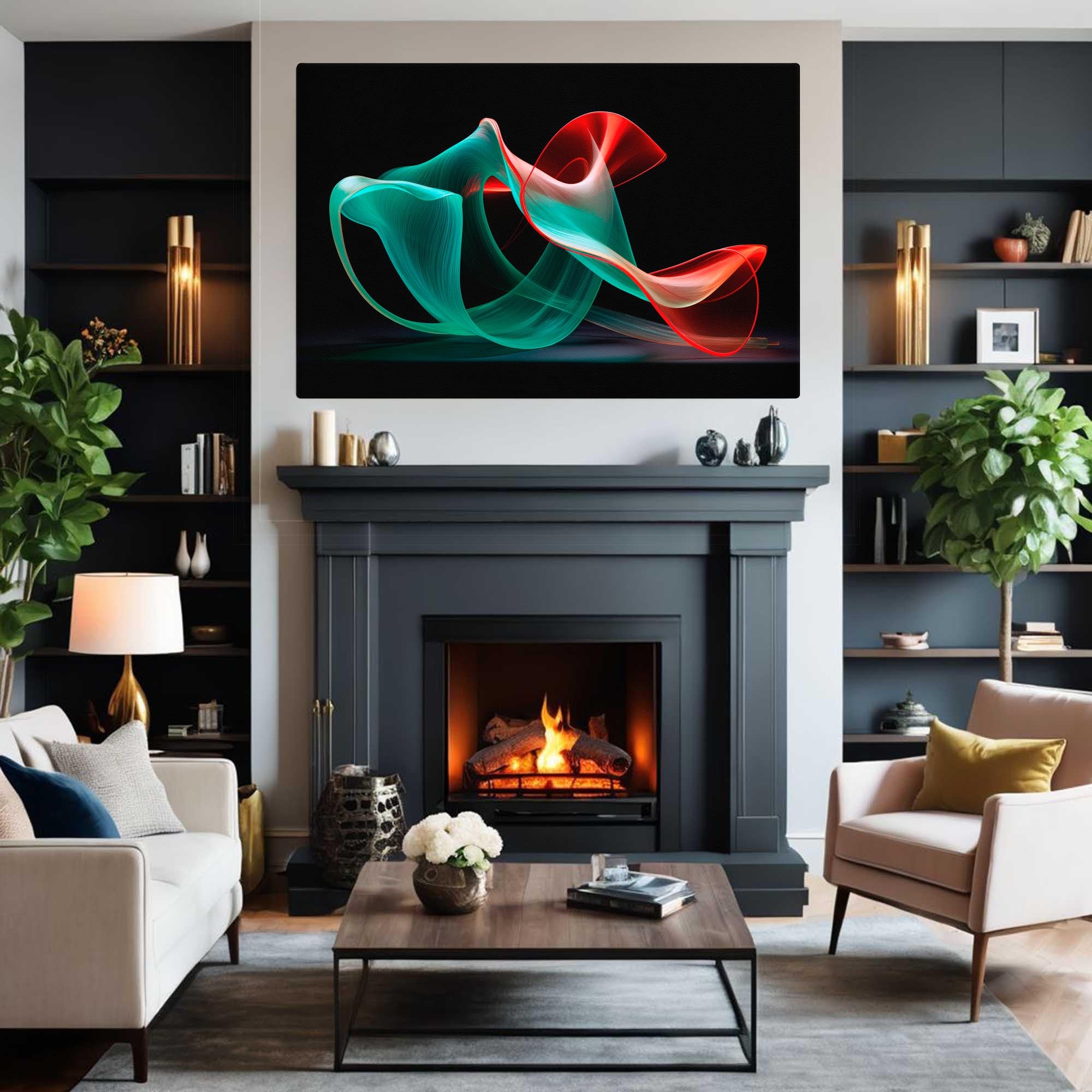 Whispering Colors – Abstract Canvas Art Print over home fireplace