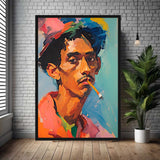 Youthful Indulgence – Art Fusion framed canvas portrait of a young man – Art Fusion Store 