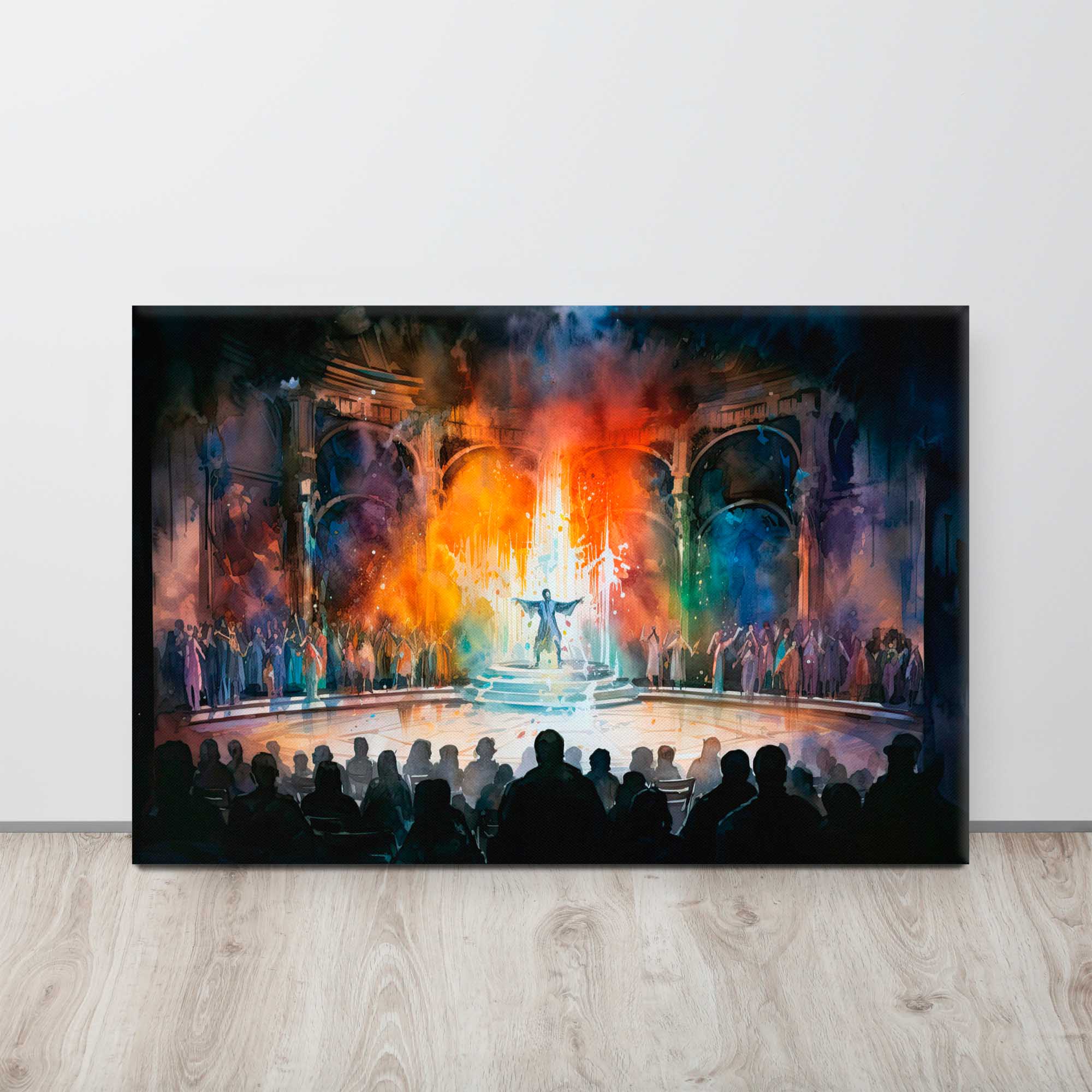 Theatre Play Scene Painting - Historic European Stage Art"