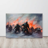 Dramatic Soldiers in Battle Painting - Hungarian Revolution Against Soviet Invasion