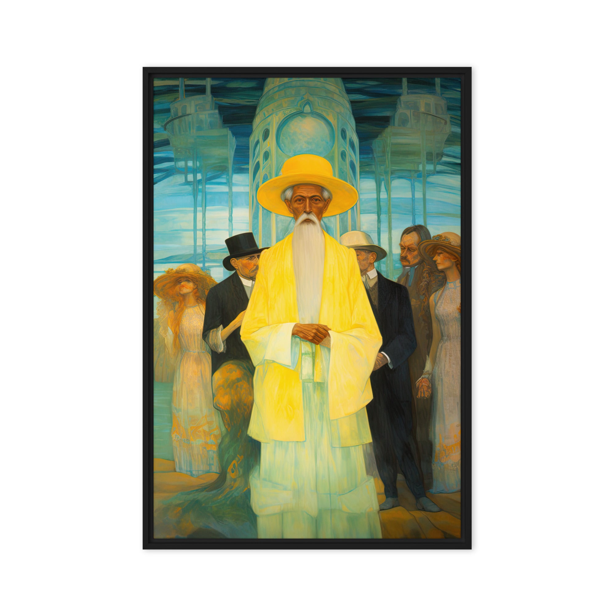  Carnival of Colors – Art Fusion framed canvas of an exuberant yellow clown portrait – Art Fusion Store 