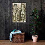 Unveiled Artistry - Mid-Century Nude Framed canvas