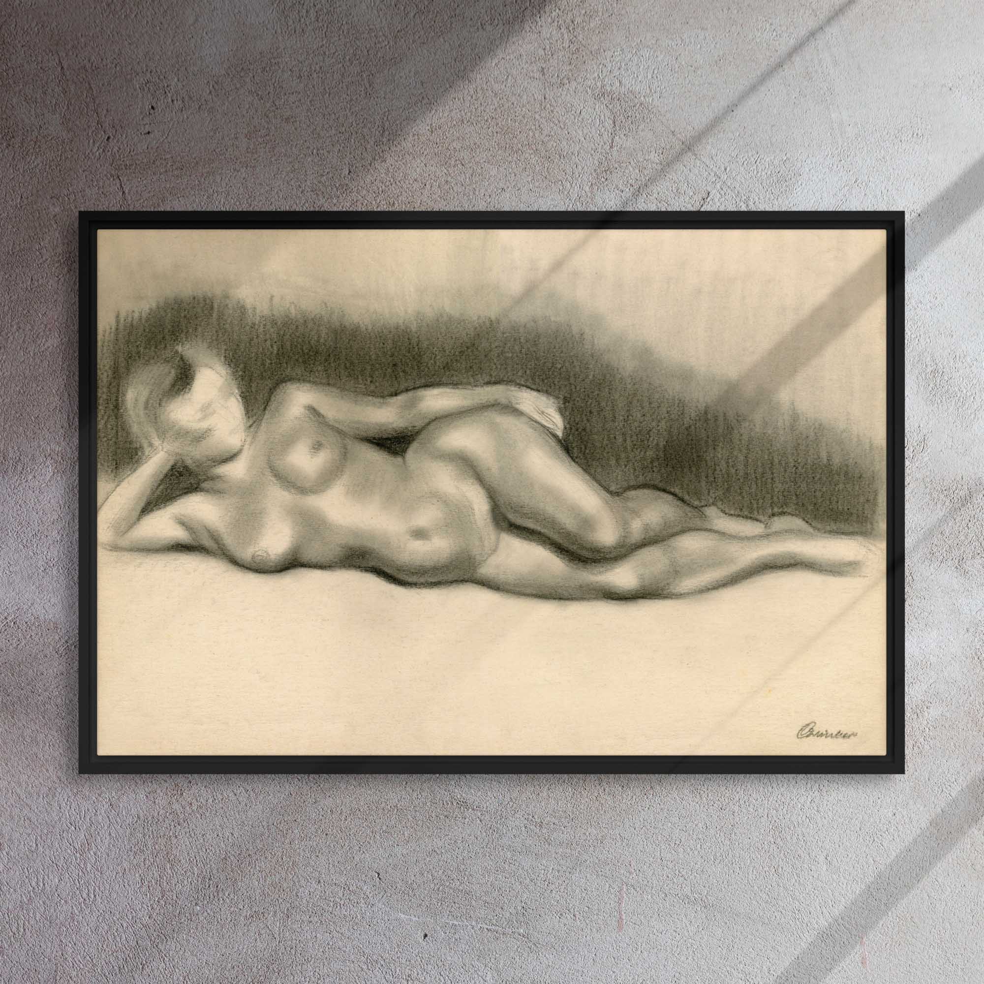Fluid Grace - Nude Drawing on*Framed canvas