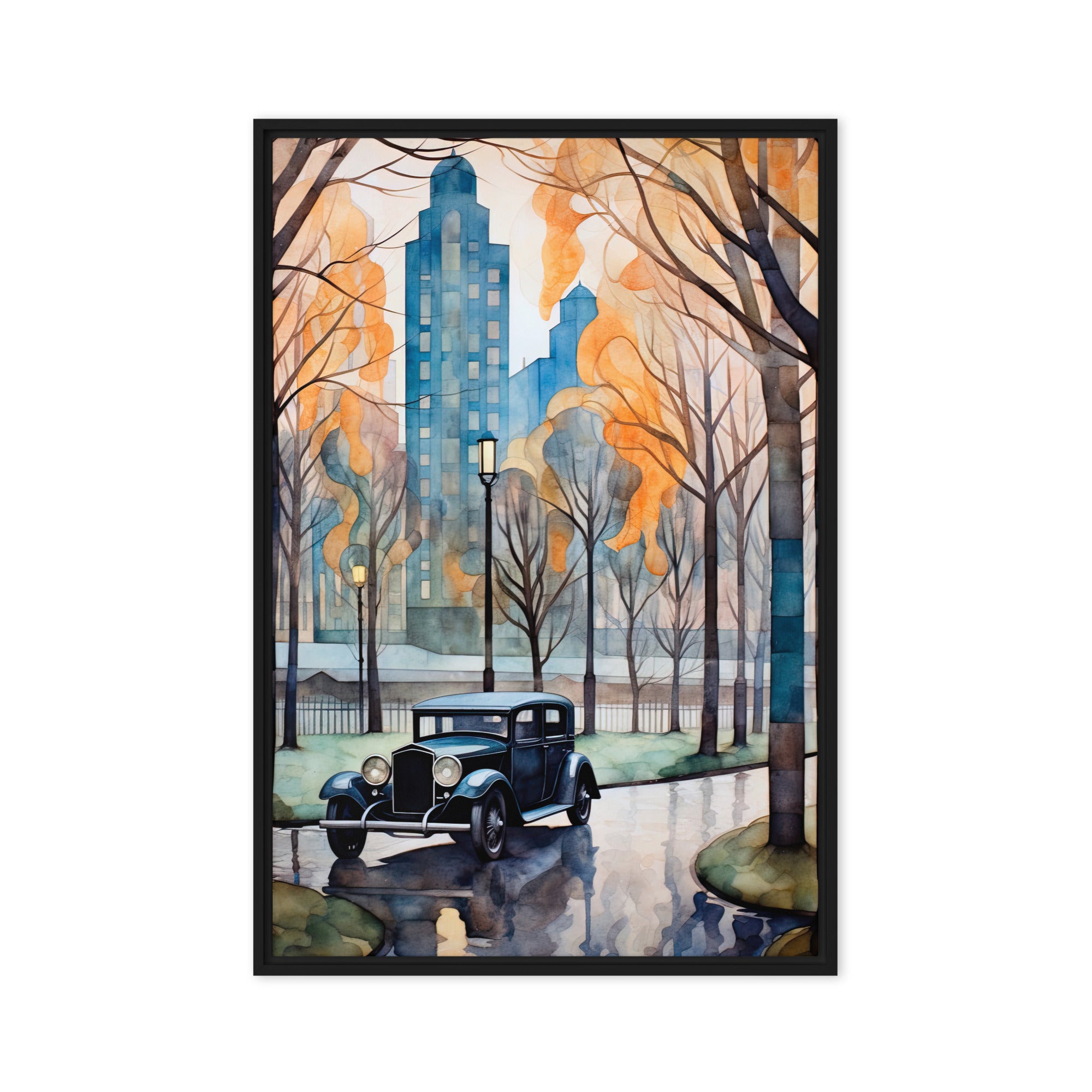 framed canvas of a European cobblestone street scene – Art Fusion Store